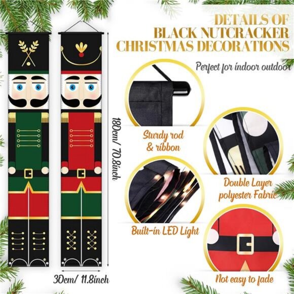 Nutcracker Christmas Decor Nutcrackers Banners Porch with LED String Lights - Picture 2 of 8